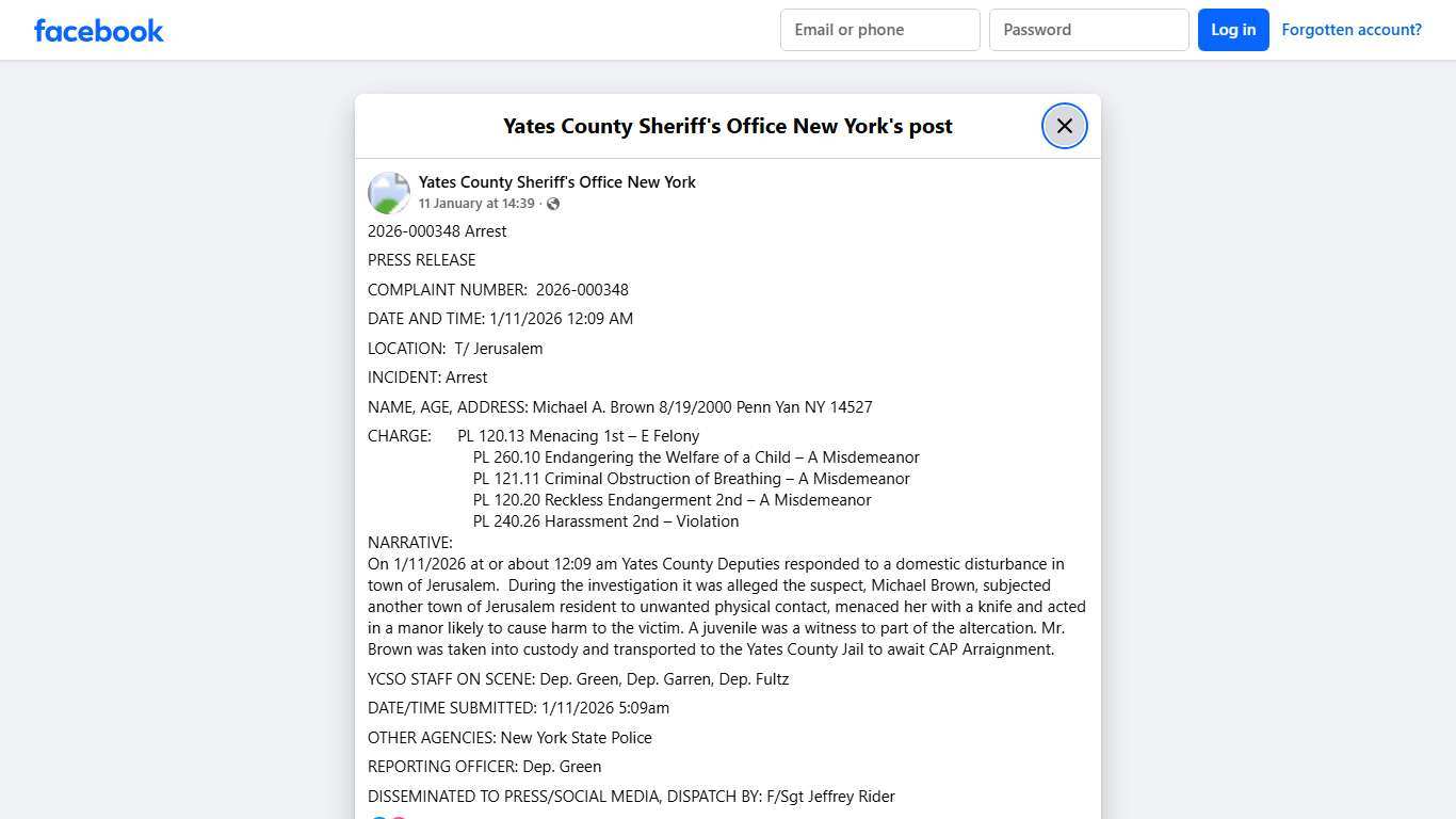 2026-000348... - Yates County Sheriff's Office New York | Facebook
